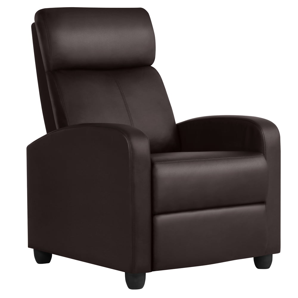 Alden Design Faux Leather Theatre Recliner with Pocket Spring. Espresso