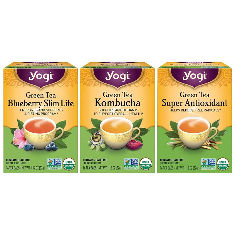 Yogi Tea Green Tea Blueberry Slim Life. Kombucha. Super Antioxidant Teas. 3 Pack