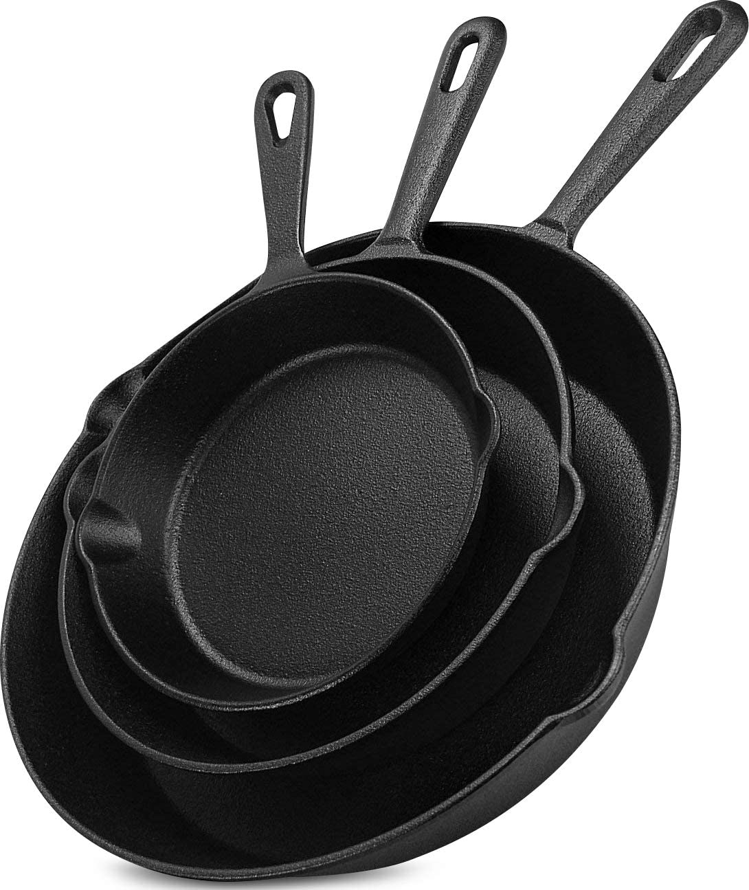 Utopia Kitchen Pre-Seasoned Cast Iron Skillet Set 3-Piece