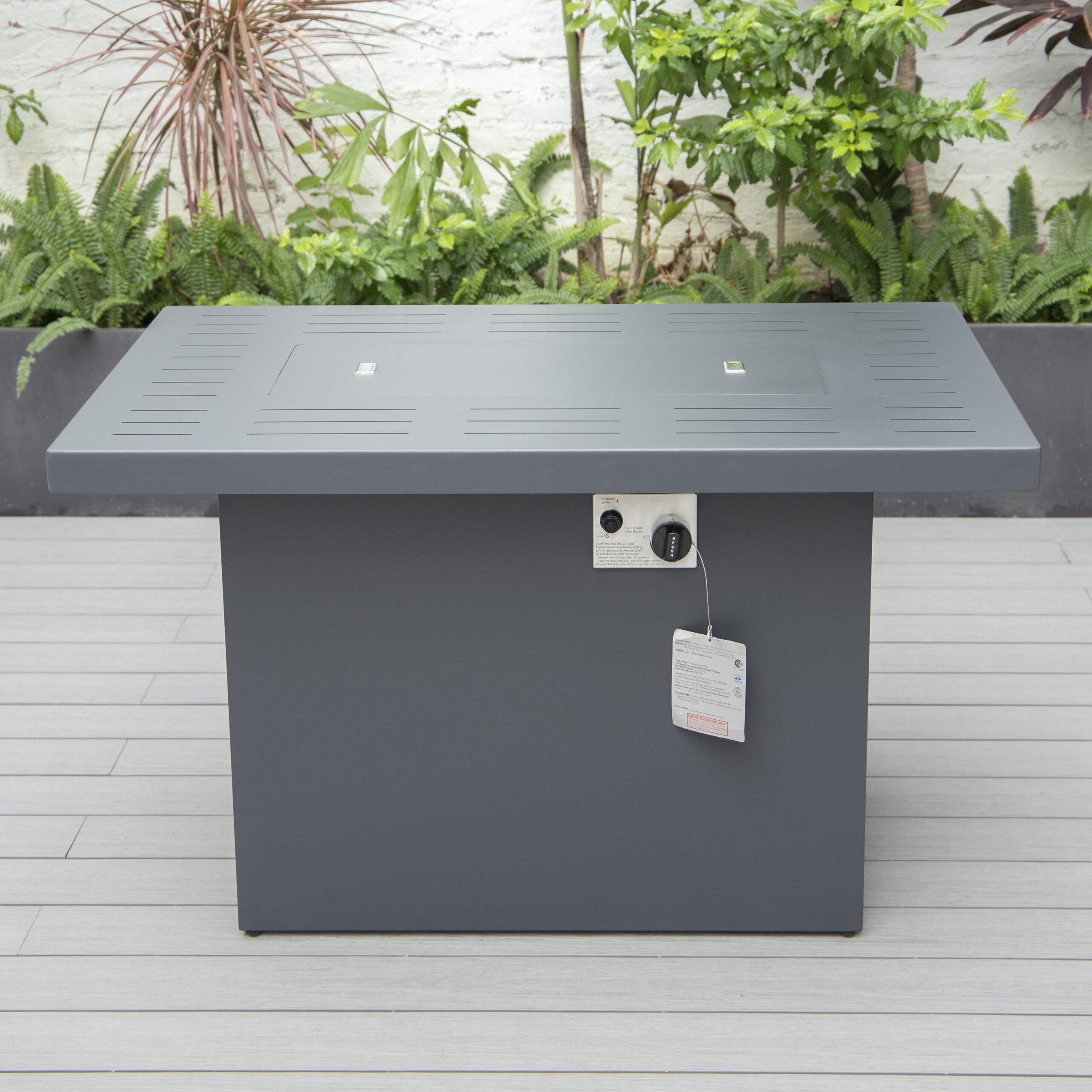 Chelsea 31” H x 44” W Aluminum Propane Outdoor Fire Pit Table with Lid