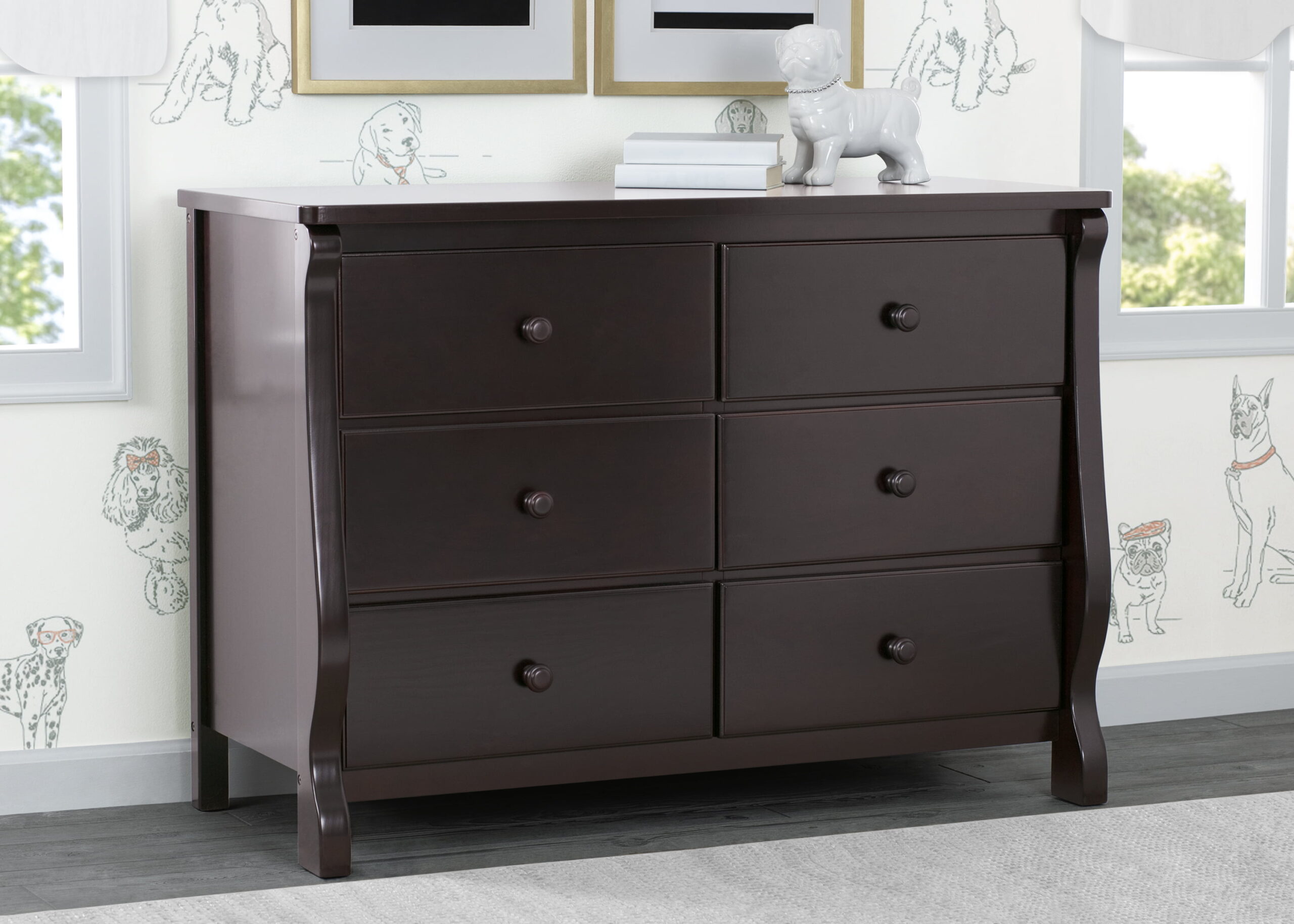 Delta Children 6 Drawer Dresser. Greenguard Gold Certified. Dark Chocolate