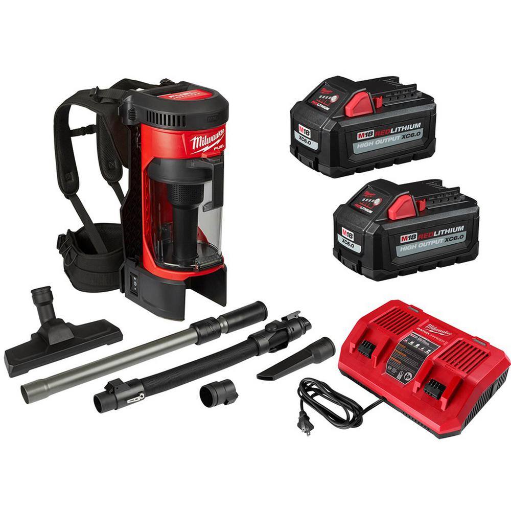Milwaukee 0885-20-48-11-1862-48-59-1802 M18 FUEL 18-Volt Lithium-Ion Brushless 1 Gal. Cordless 3-in-1 Backpack Vacuum Kit W/(2) M18 High Output 6.0 Ah Batteries
