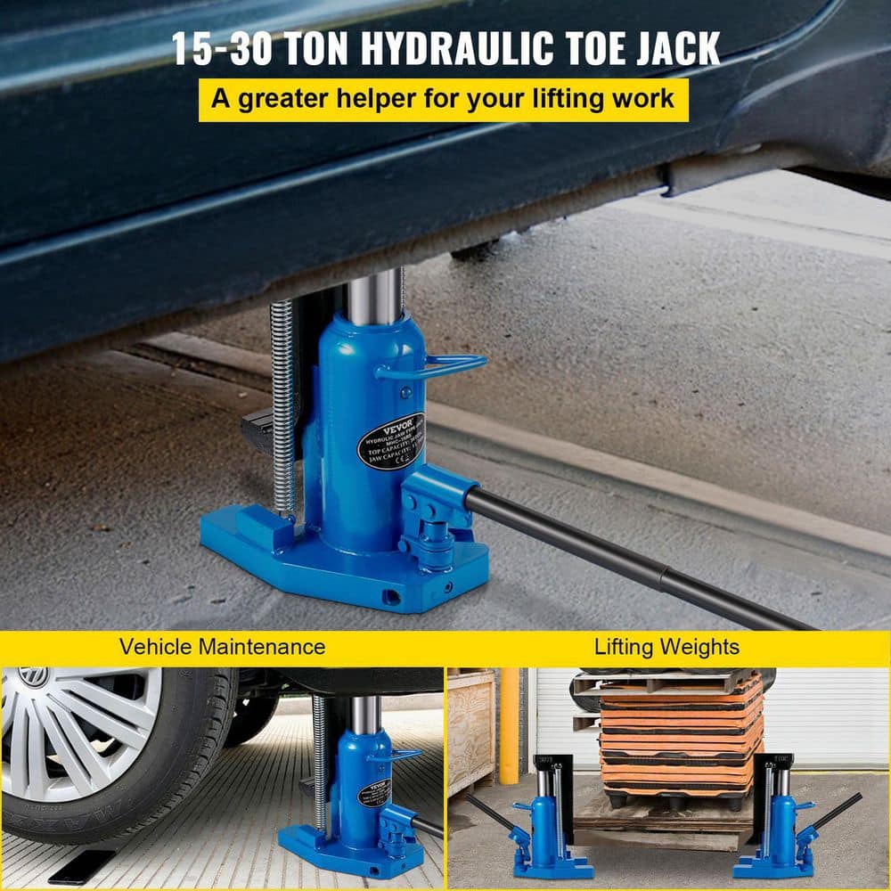 VEVOR YYJZQJD15-30TPETEV0 Hydraulic Toe Jack 15-Ton On Toe Toe Jack Lift 30-Ton On Top Lift Capacity 6-1/5 in. Stork Air Hydraulic Toe Jack