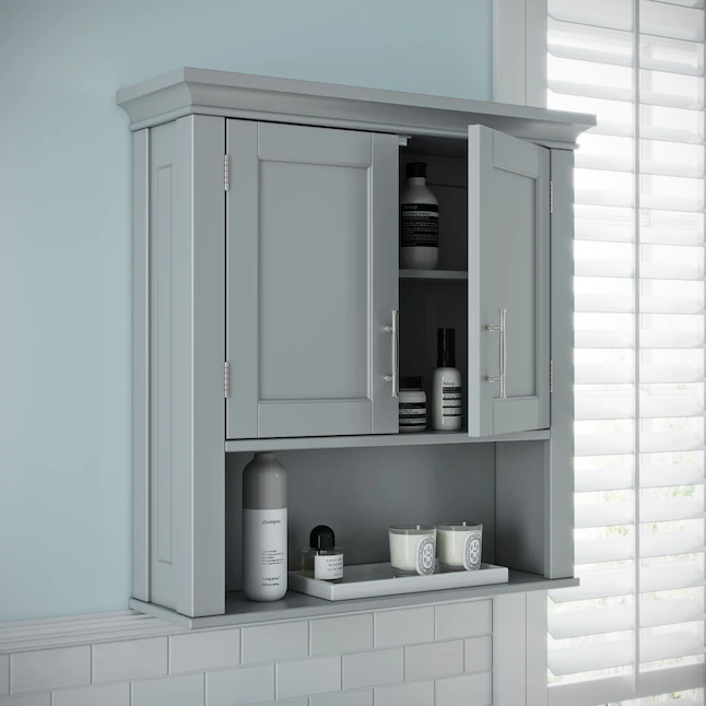 RiverRidge  Somerset 22.81-in W x 24.5-in H x 7.88-in D Gray Bathroom Wall Cabinet