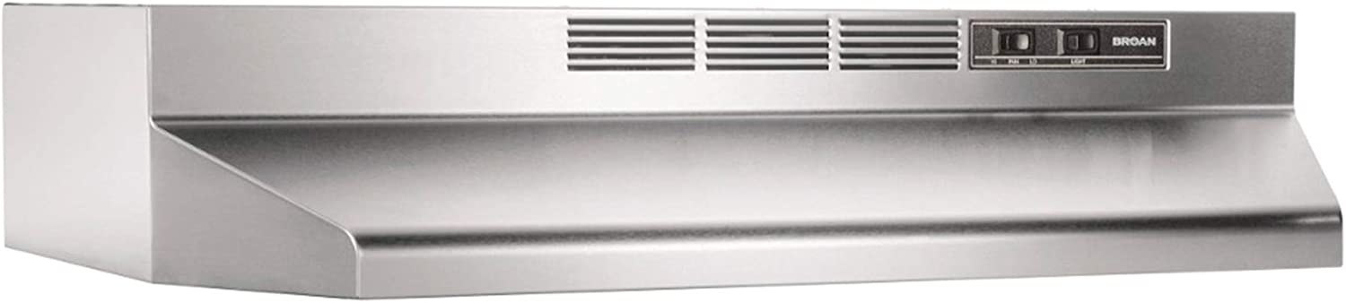 Broan-NuTone 413004 Non-Ducted Ductless Range Hood with Lights Exhaust Fan for Under Cabinet. 30-Inch. Stainless Steel