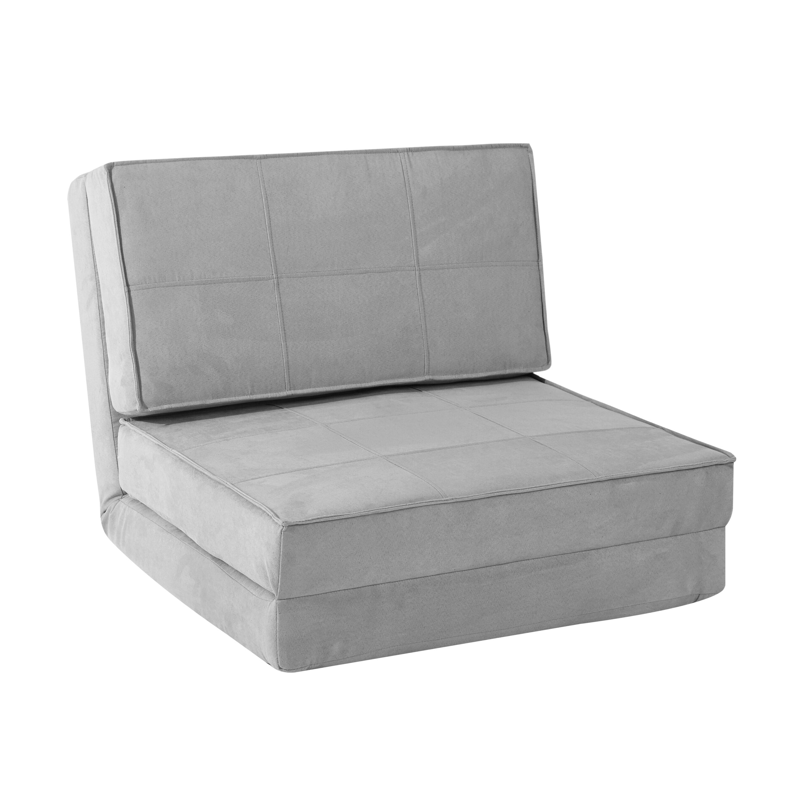 Your Zone Ultra Soft Suede 3 Position Convertible Lounge Flip Chair. Silver