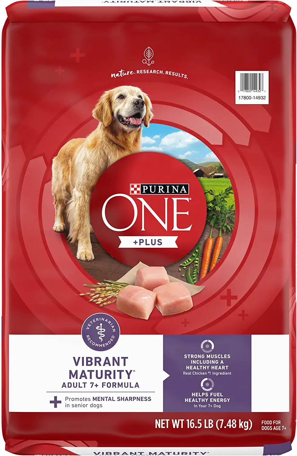 Purina ONE High Protein Senior Dry Dog Food. +Plus Vibrant Maturity Adult 7+ Formula - 16.5 lb. Bag