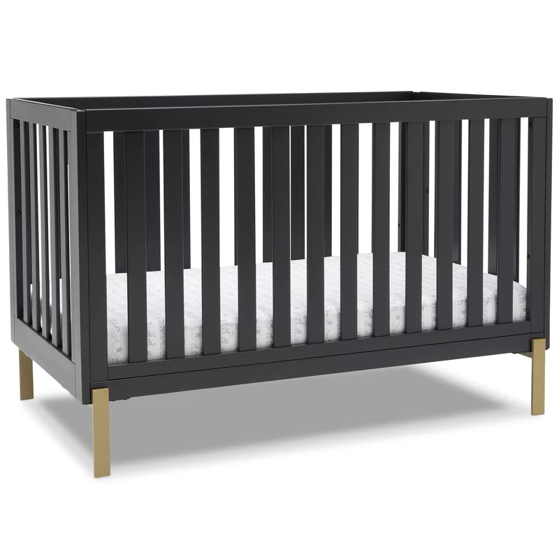 Delta Children Hendrix 4-in-1 Convertible Crib. Greenguard Gold Certified. Midnight Grey/Bronze W114130-1361