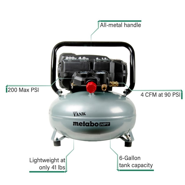 Metabo HPT EC914SM The Tank 6-Gallon Single Stage Portable Corded Electric Pancake Air Compressor