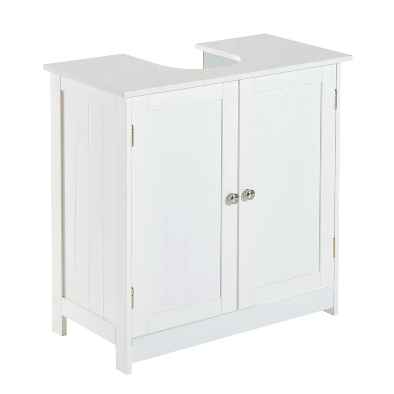 HOMCOM 834-079 24″ Under Sink Storage Cabinet with 2 Doors and Shelves. Pedestal Sink Bathroom Vanity Furniture. White