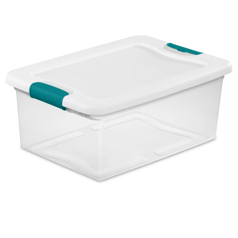 Sterilite 15 Qt./14 L Latching Box Clears. Quart. White. 12 Piece