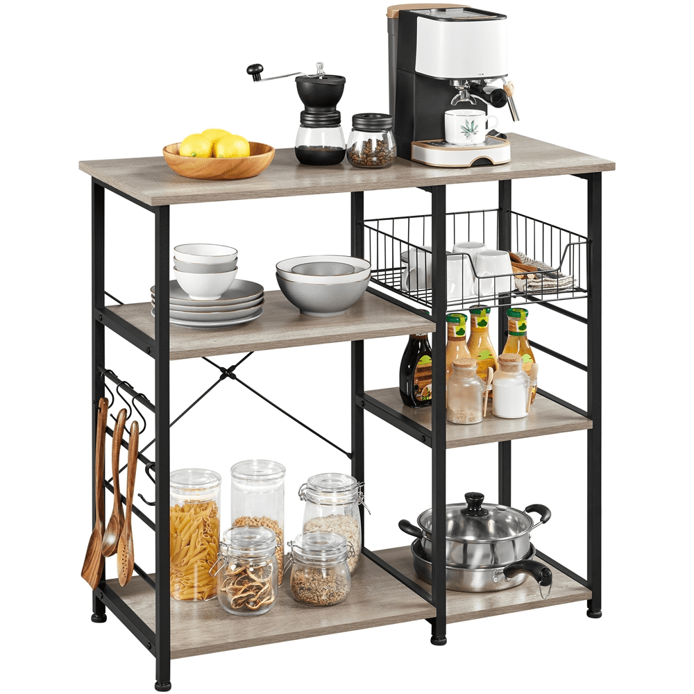 SmileMart Vintage Metal Frame Kitchen Baker-s Rack.Gray