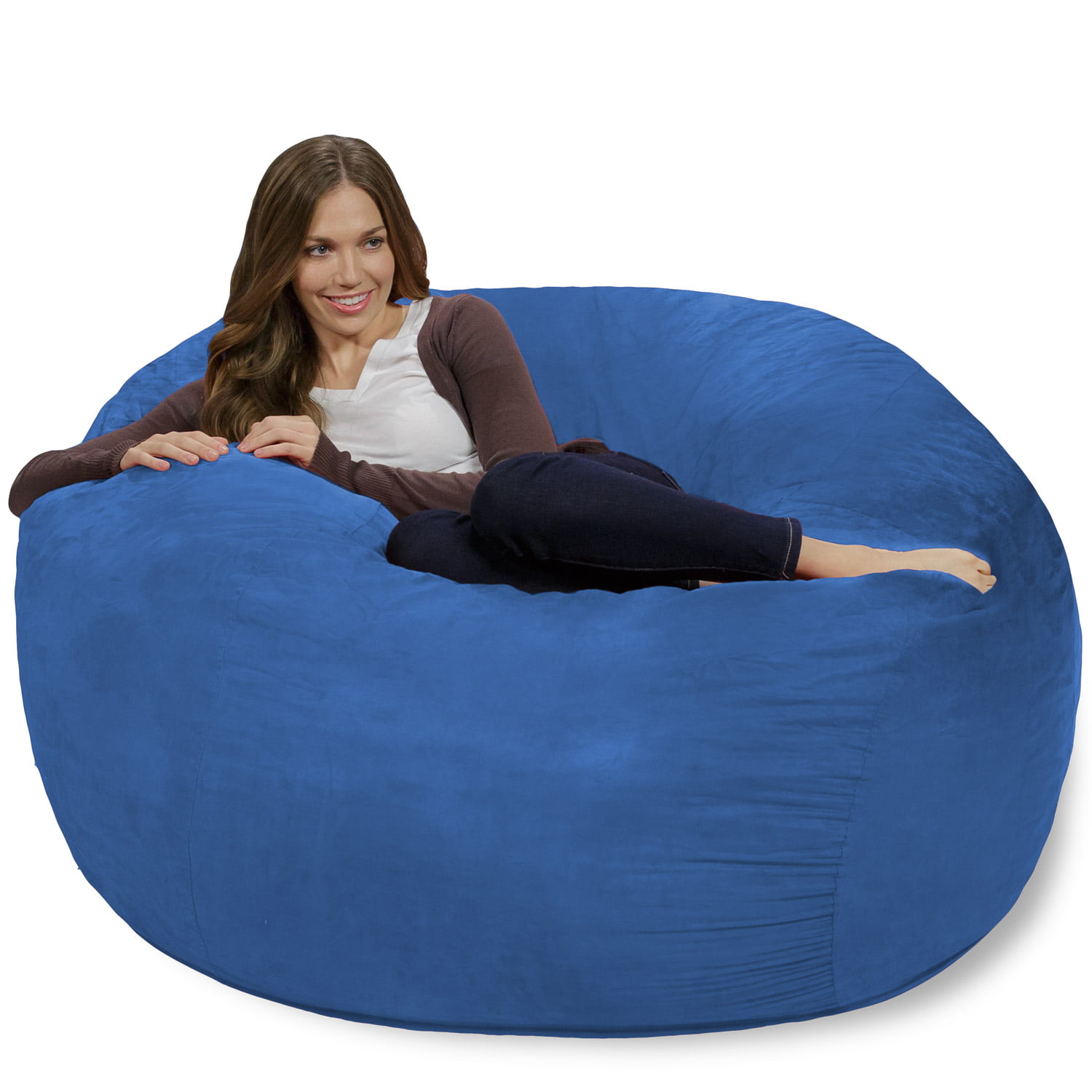 Chill Sack Bean Bag Chair. Memory Foam Lounger with Microsuede Cover. Kids. Adults. 4 ft. Royal Blue