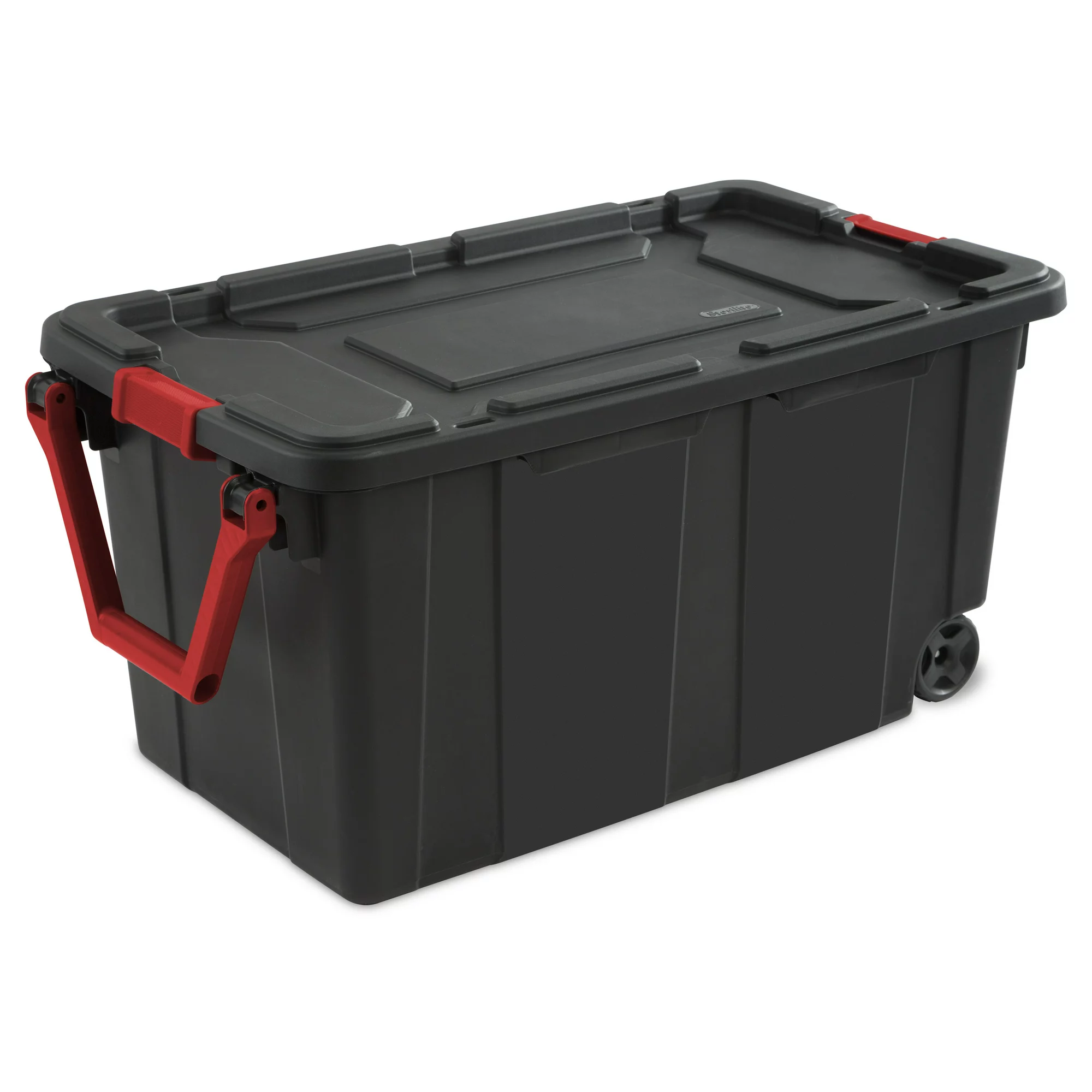 Sterilite 40 Gallon Wheeled Industrial Tote Plastic. Black. Set of 2