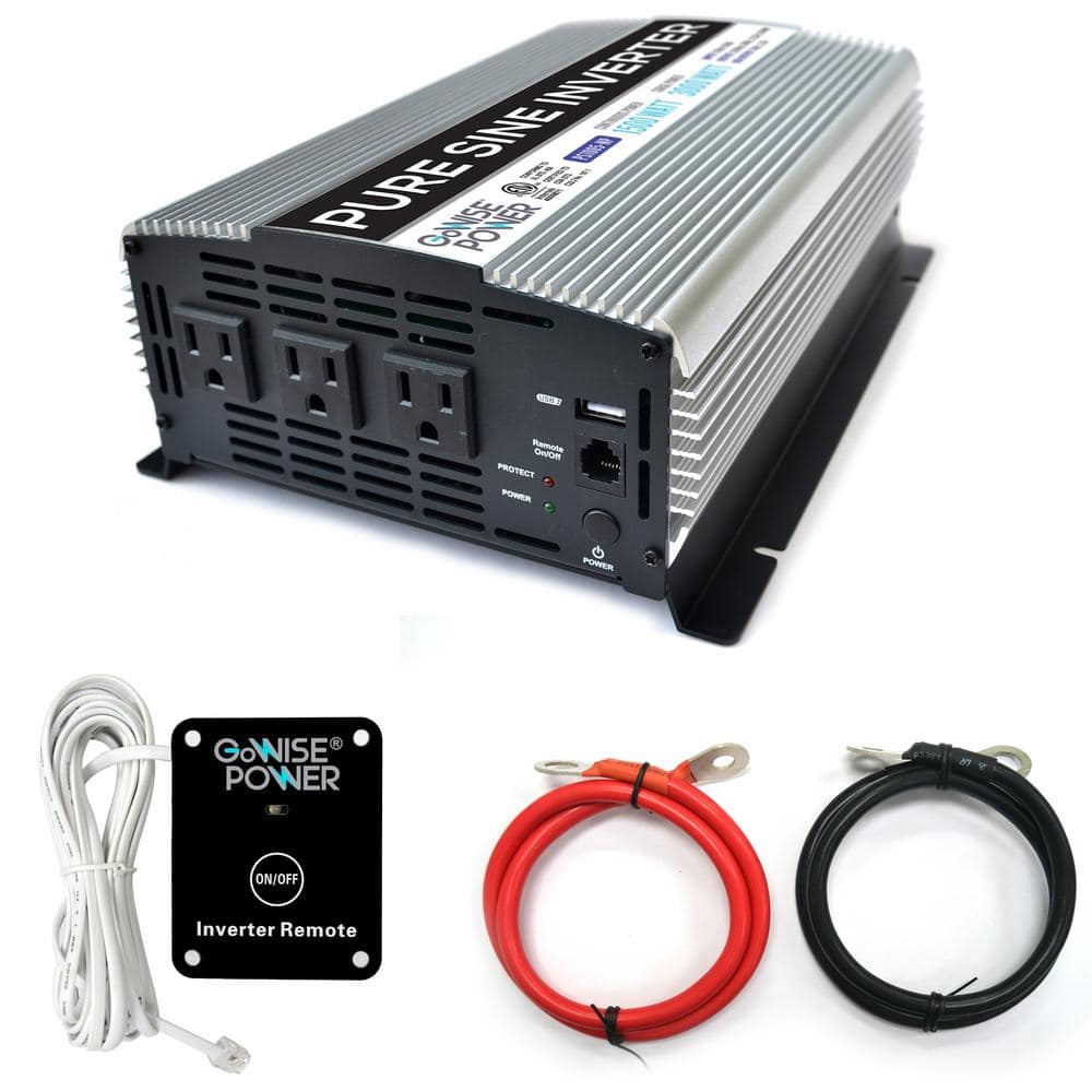 GoWISE USA PS1005 1.500-Watt Continuous/3.000-Watt Peak Pure Sine Wave Inverter