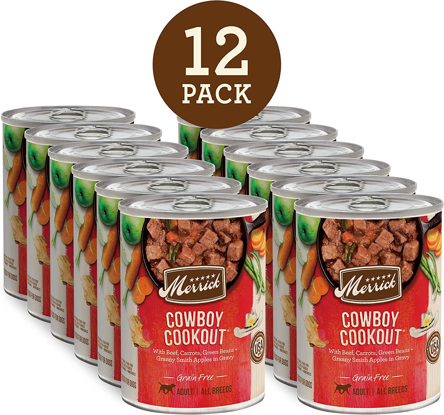 Merrick Grain Free All Breed Sizes Canned Wet Dog Food - Cowboy Cookout (Case of 12)