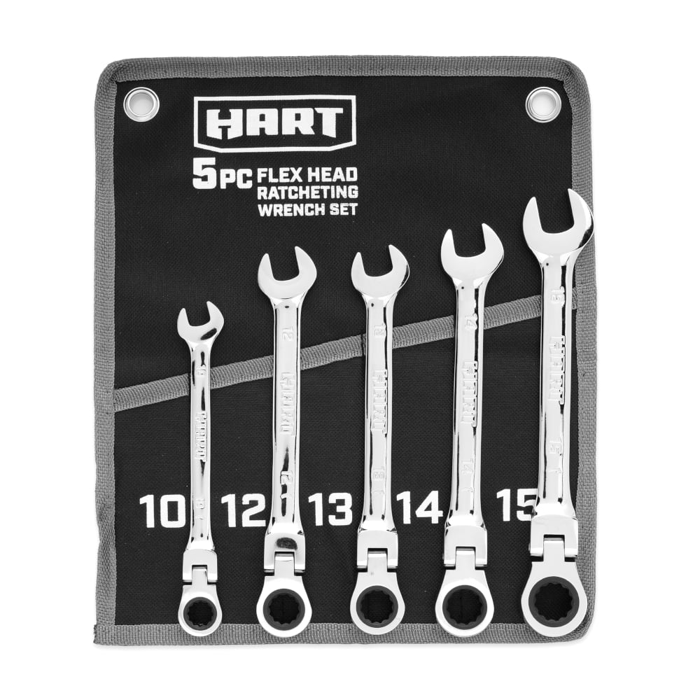 HART 5-Piece Flex Head Ratcheting Wrench Set. Metric Wrenches