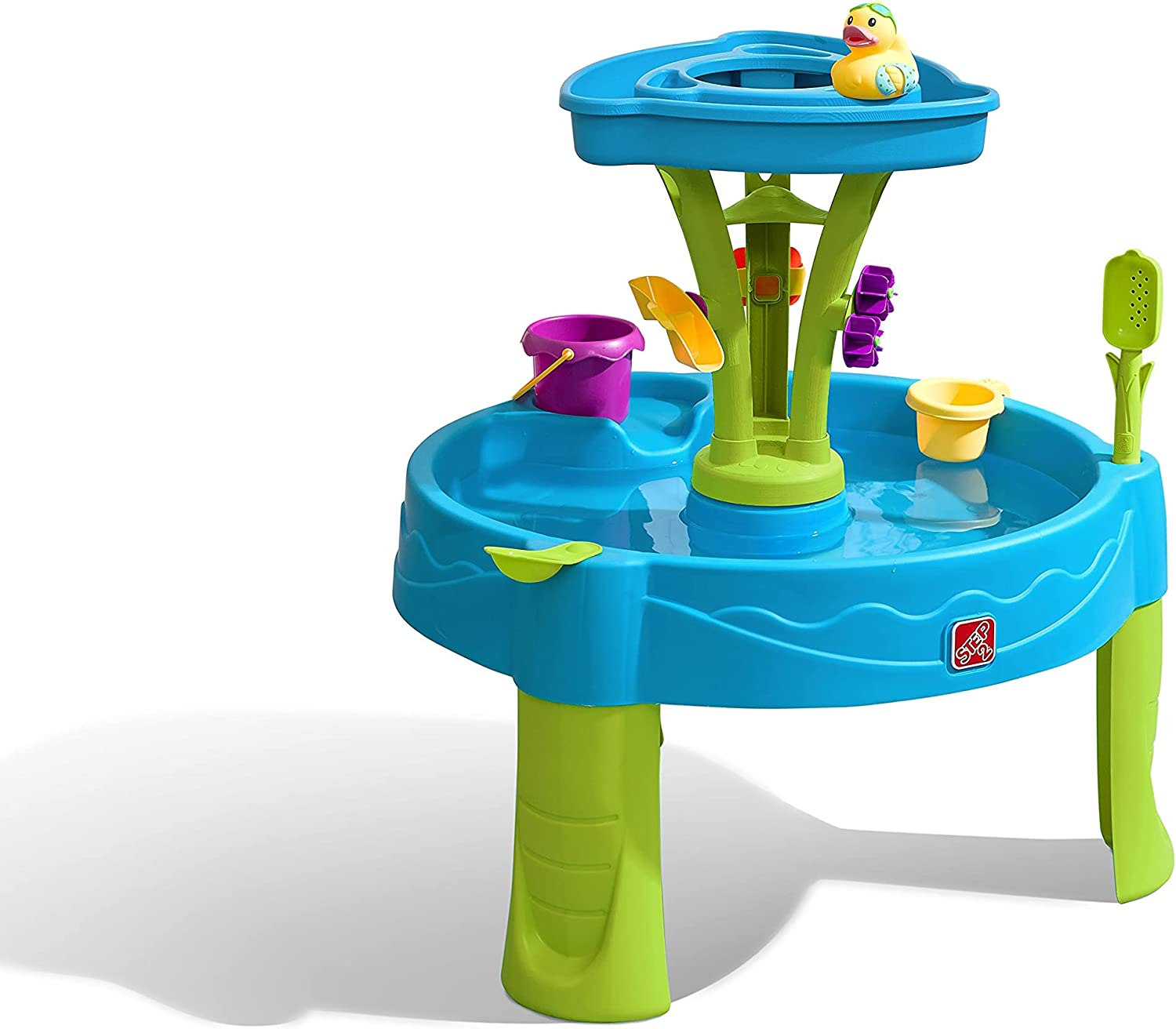 Step2 Summer Showers Splash Tower Water Table | Kids Water Play Table with 8-Pc Water Toy Accessory Set