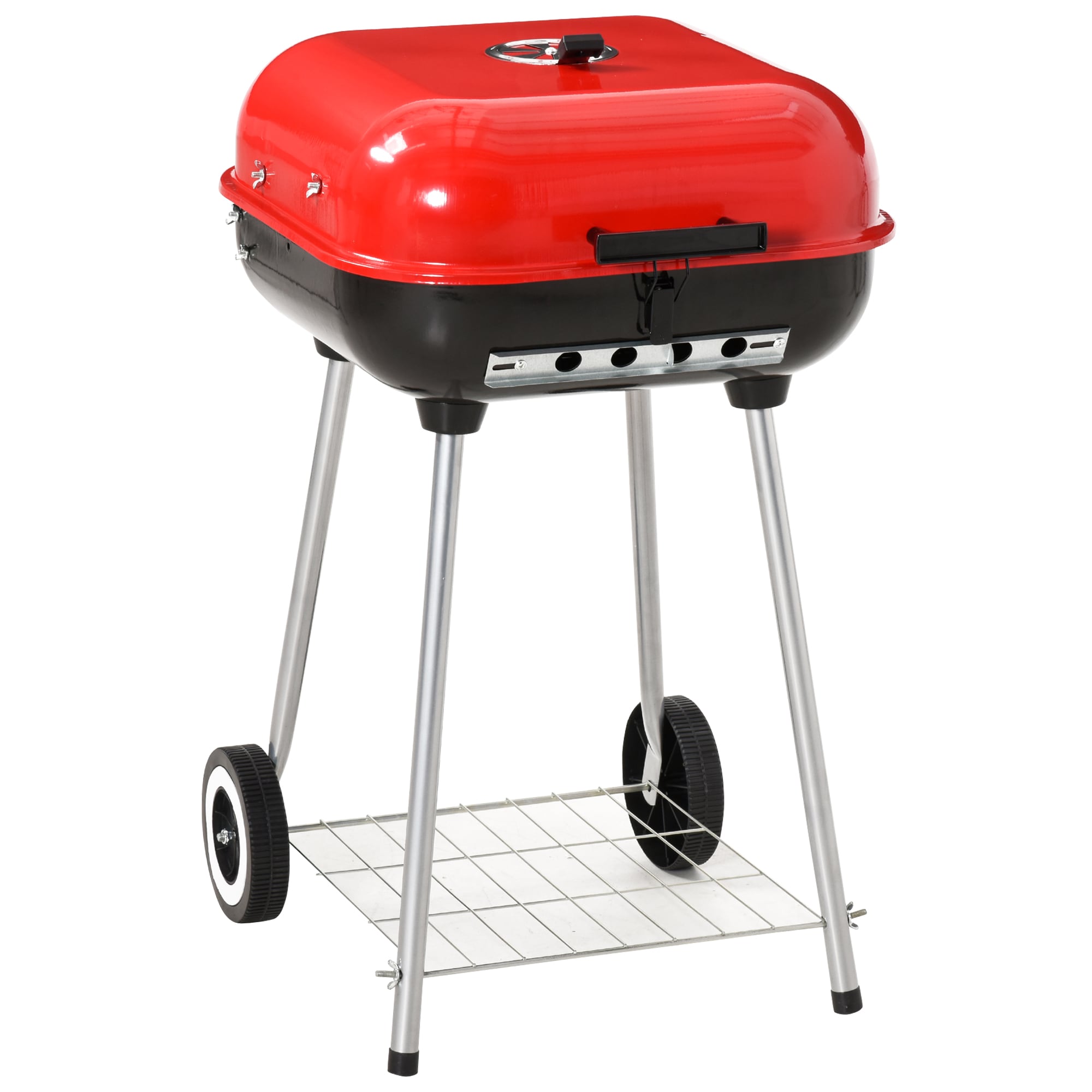Outsunny 17.75-in W Red Charcoal Grill