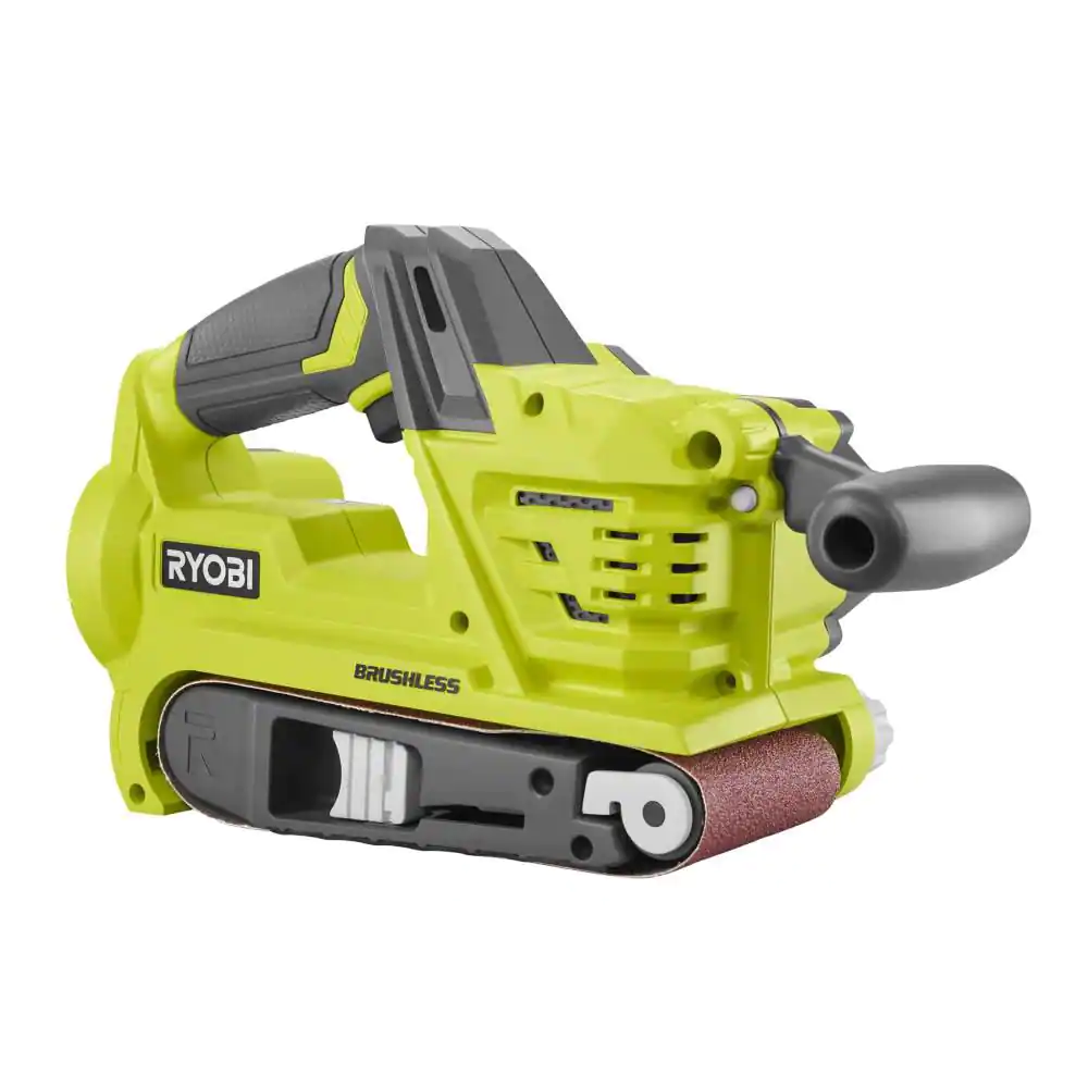 RYOBI ONE+ 18V Cordless Brushless 3 in. x 18 in. Belt Sander (Tool Only) with Dust Bag and 80-Grit Sanding Belt