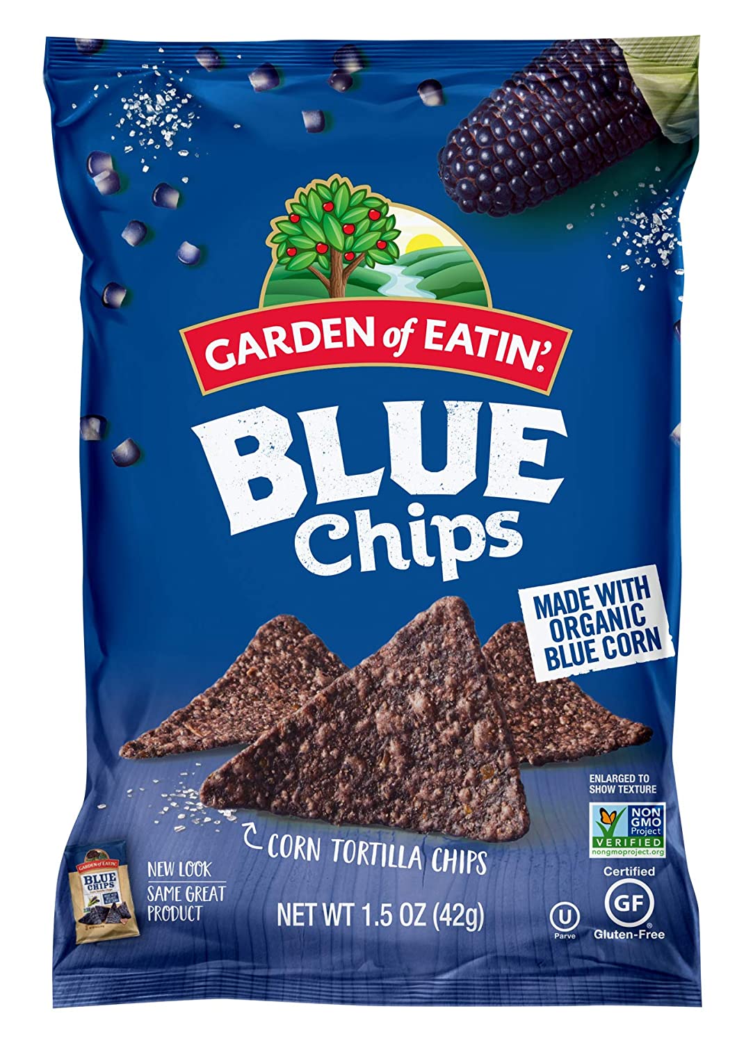 Garden of Eatin- Tortilla Chips. Blue Corn. Sea Salt. 1.5 oz. (Pack of 24)