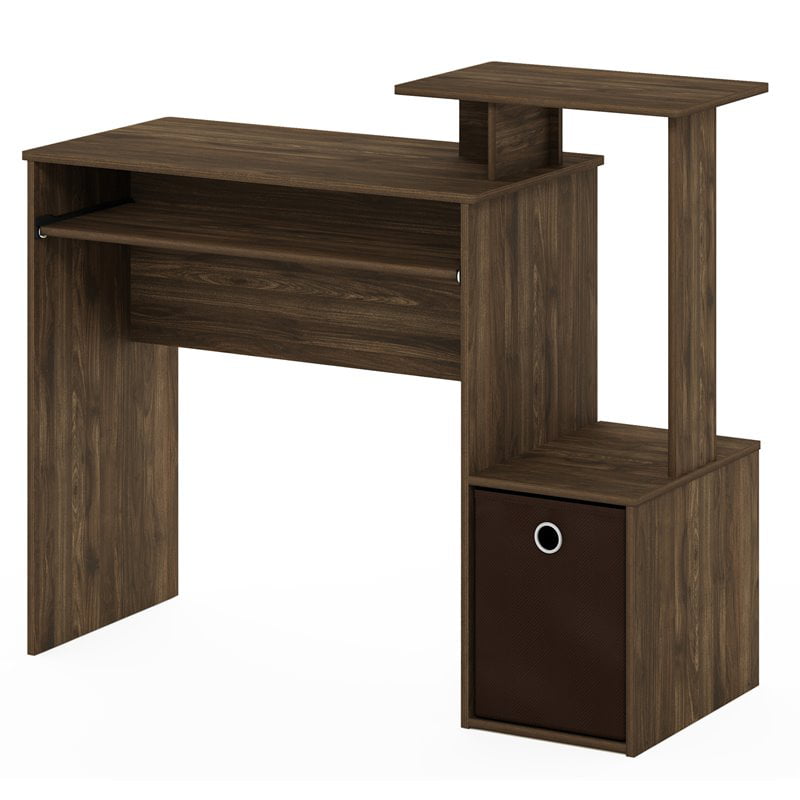 Furinno Econ Multipurpose Home Office Computer Writing Desk w/Bin. Sonoma Oak. Black