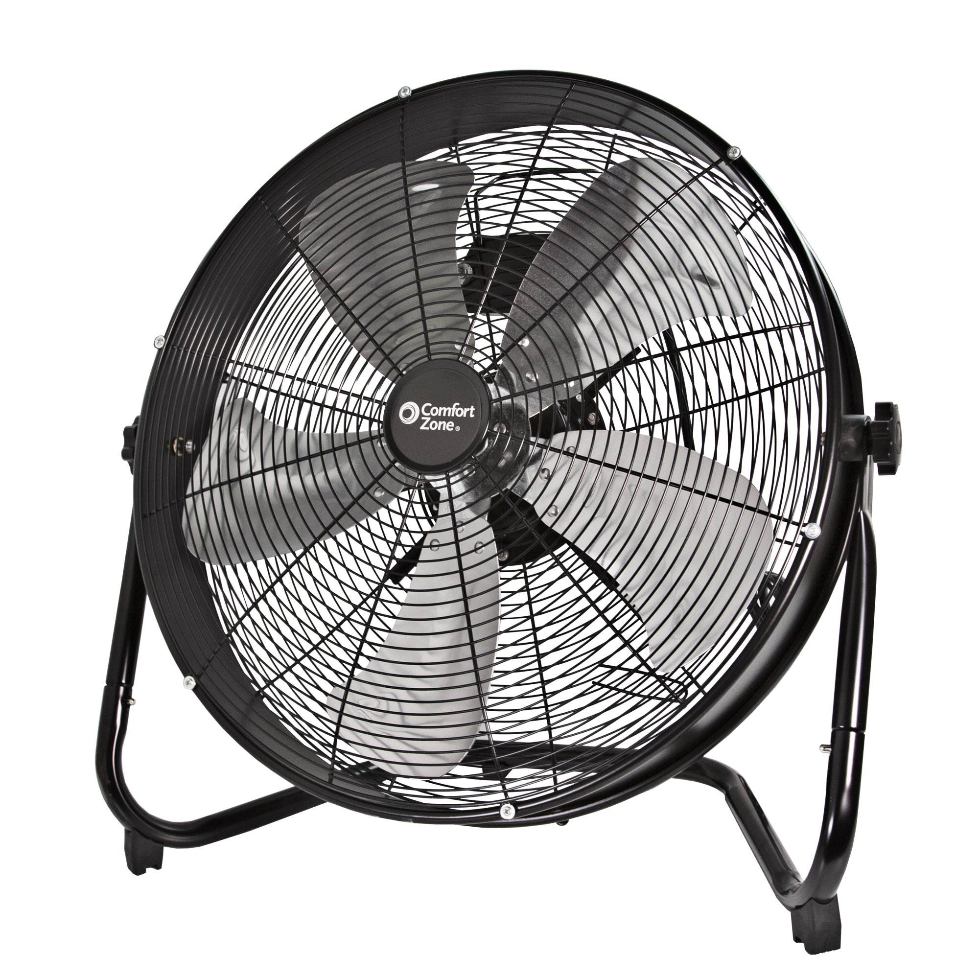 Comfort Zone 20 3-Speed High-Velocity Slim Industrial Drum Fan. 5-Aluminum Blades and Carry Handle. Black