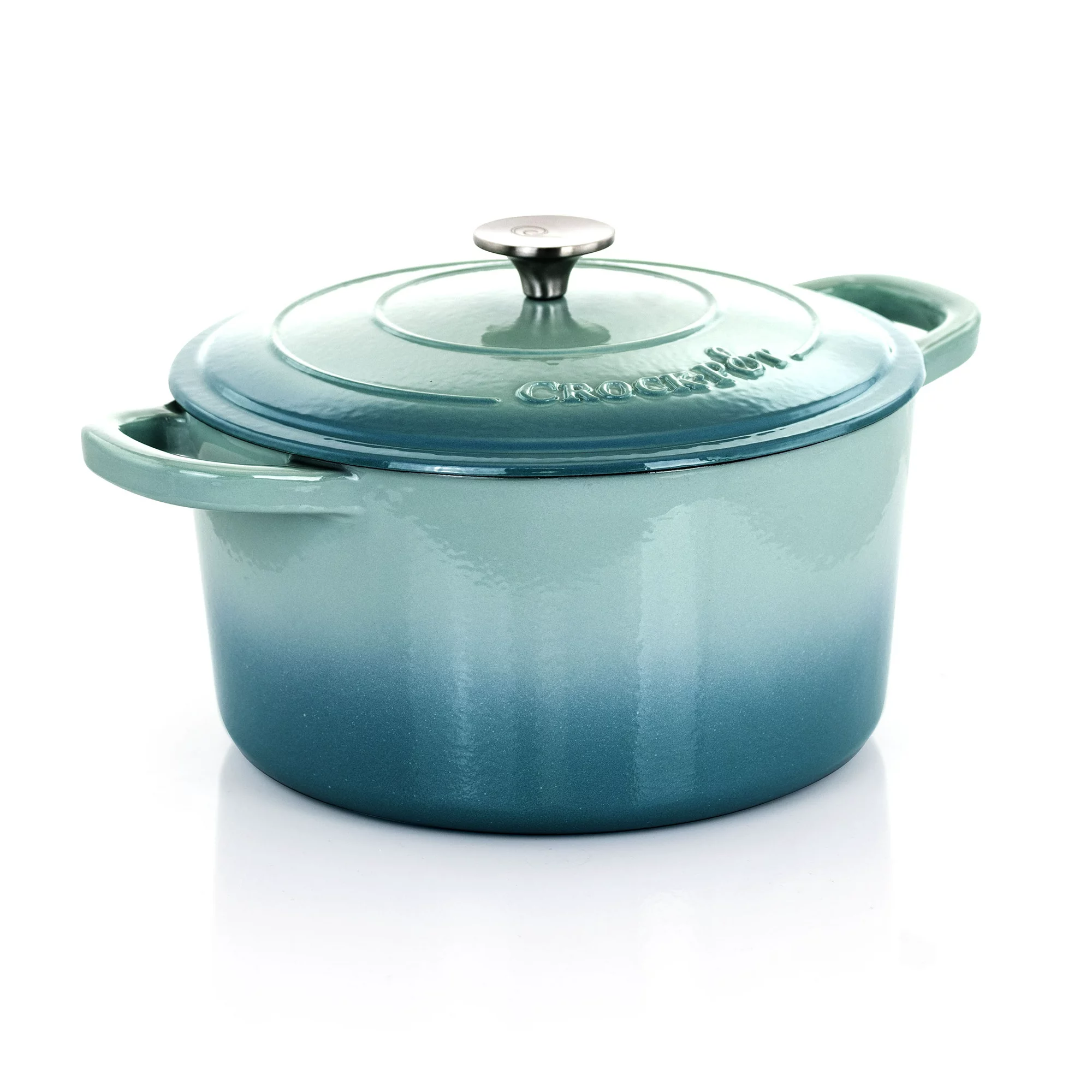 Crock-Pot Artisan 2 Piece 7-Quart Enamled Cast Iron Dutch Ove. Aqua Blue