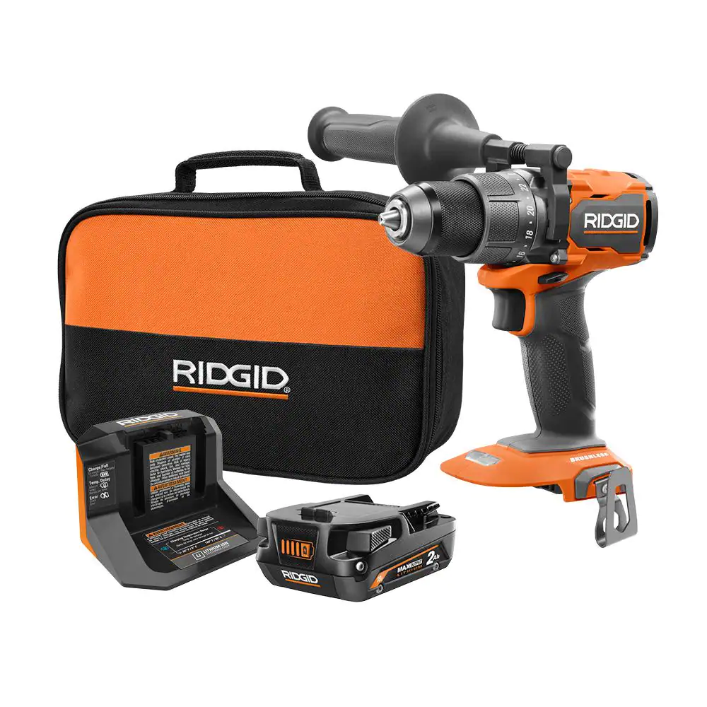 Ridgid 18V Brushless Cordless 1/2 in. Drill/Driver Kit with 2.0 Ah MAX Output Battery and 18V Charger
