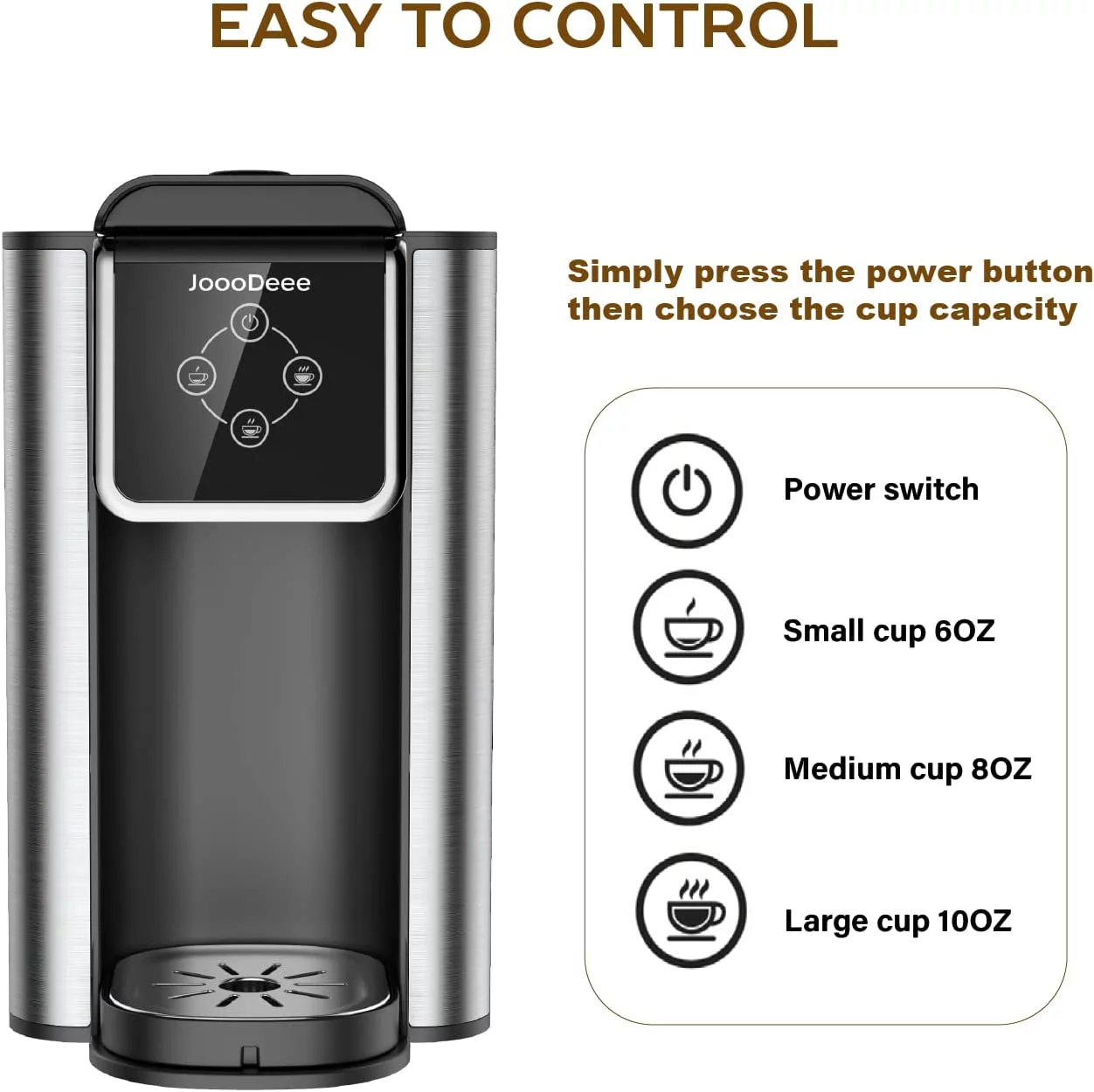 Jooodeee Single Serve 3 in 1 Coffee Brewer Coffee Maker with 50 oz. Reservoir. K-Cup Pods