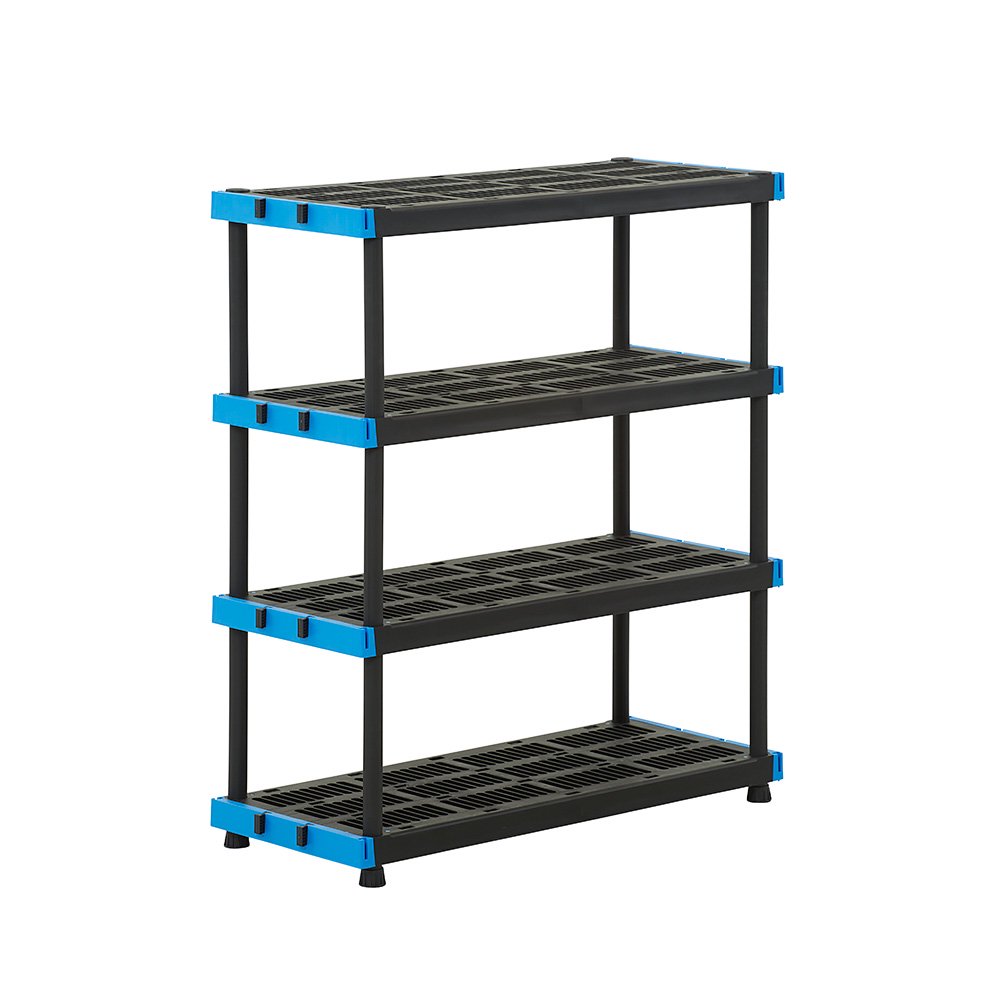 Hart 4-Tier Heavy-Duty 20″x 48″ Interlocking Plastic Shelving Unit