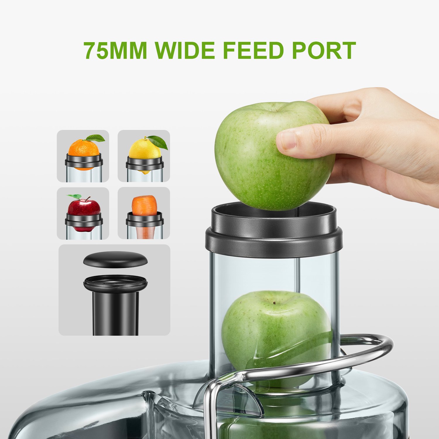 Aicok 800W Centrifugal Juicer Machine with 3”Wide Mouth for Whole Fruits & Vegetables. Easy to Clean