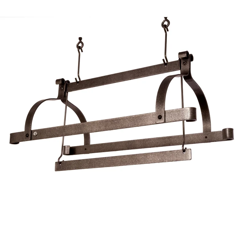 Enclume Gourmet USA Handcrafted Premier 3-Bar Ceiling Pot Rack. Hammered Steel