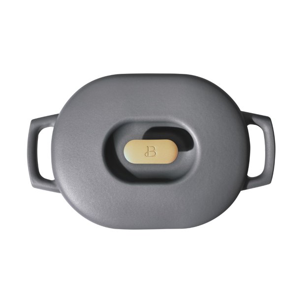 Beautiful 6QT Enamel Dutch Oven. Grey Smoke by Drew Barrymore