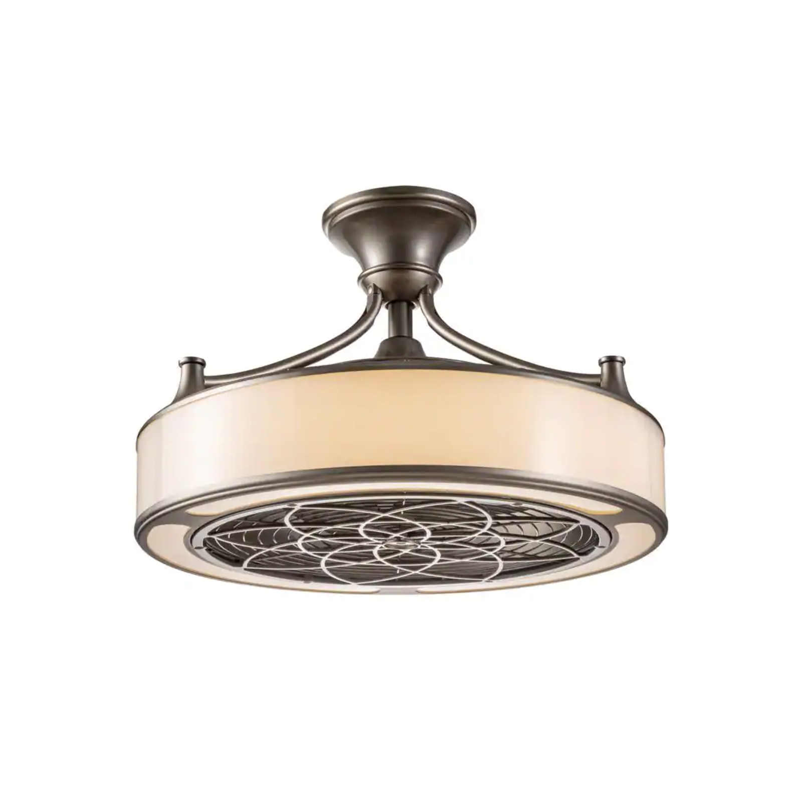 Home Decorators Collection Windara 22 in. LED Indoor/Covered Outdoor Brushed Nickel Ceiling Fan with Light Kit & Remote Control