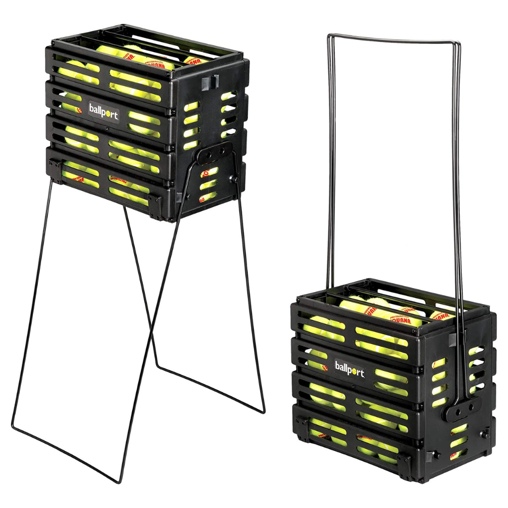 Tourna Ball Port - Tennis Ball Pickup Basket. 80 Ball Capacity with Locking Legs and Top