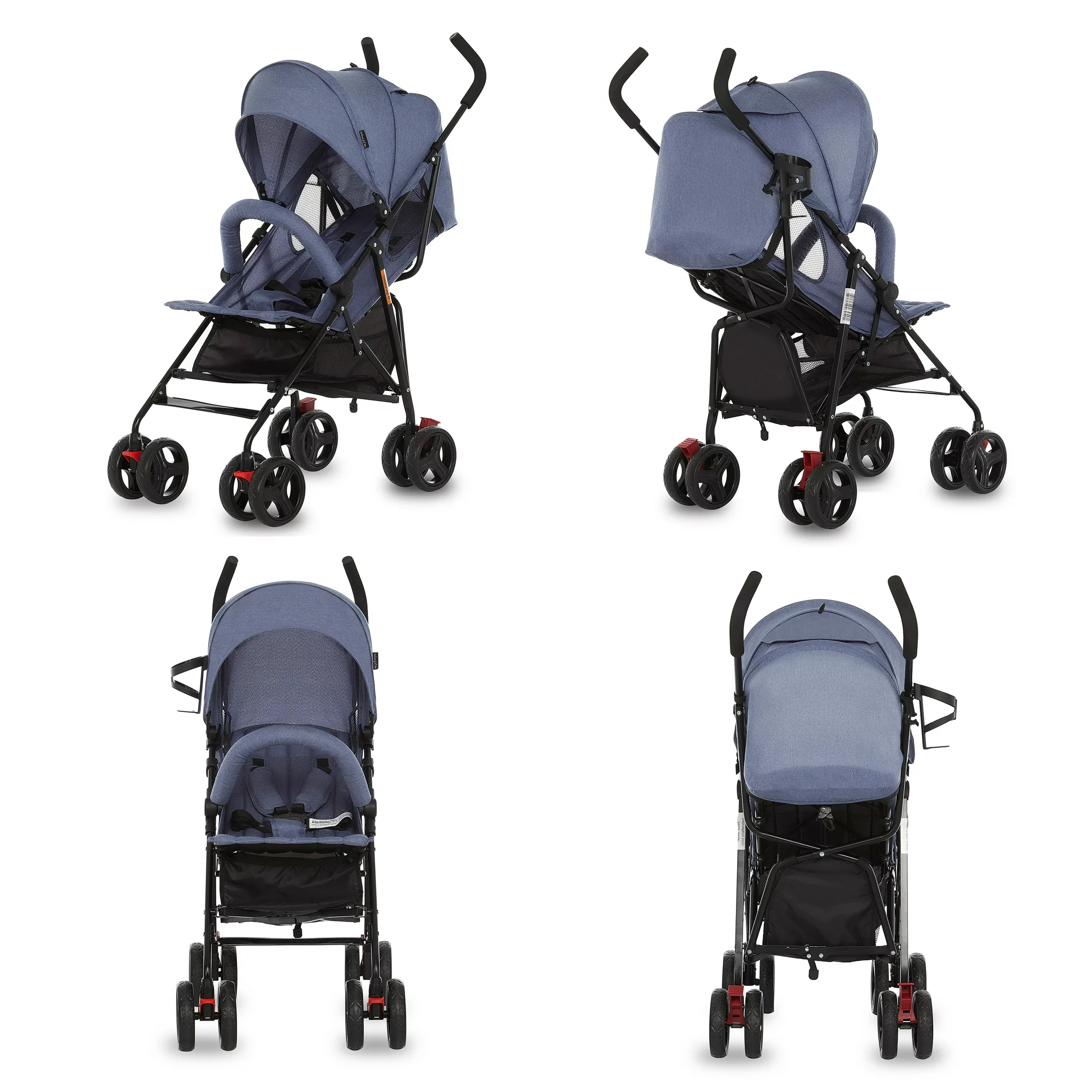 Dream On Me Vista Moonwalk Infant Compact Fold Multi-Position Recline Lightweight Stroller. Solid Print Blue