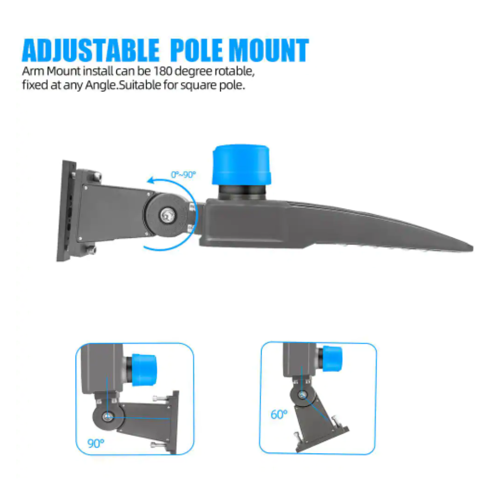Wyzm Outdoor 1500- Watt Equivalent Integrated LED 300W Slip Fitter Parking Lot Area Light 5500K 39000 Lumens with Photocell