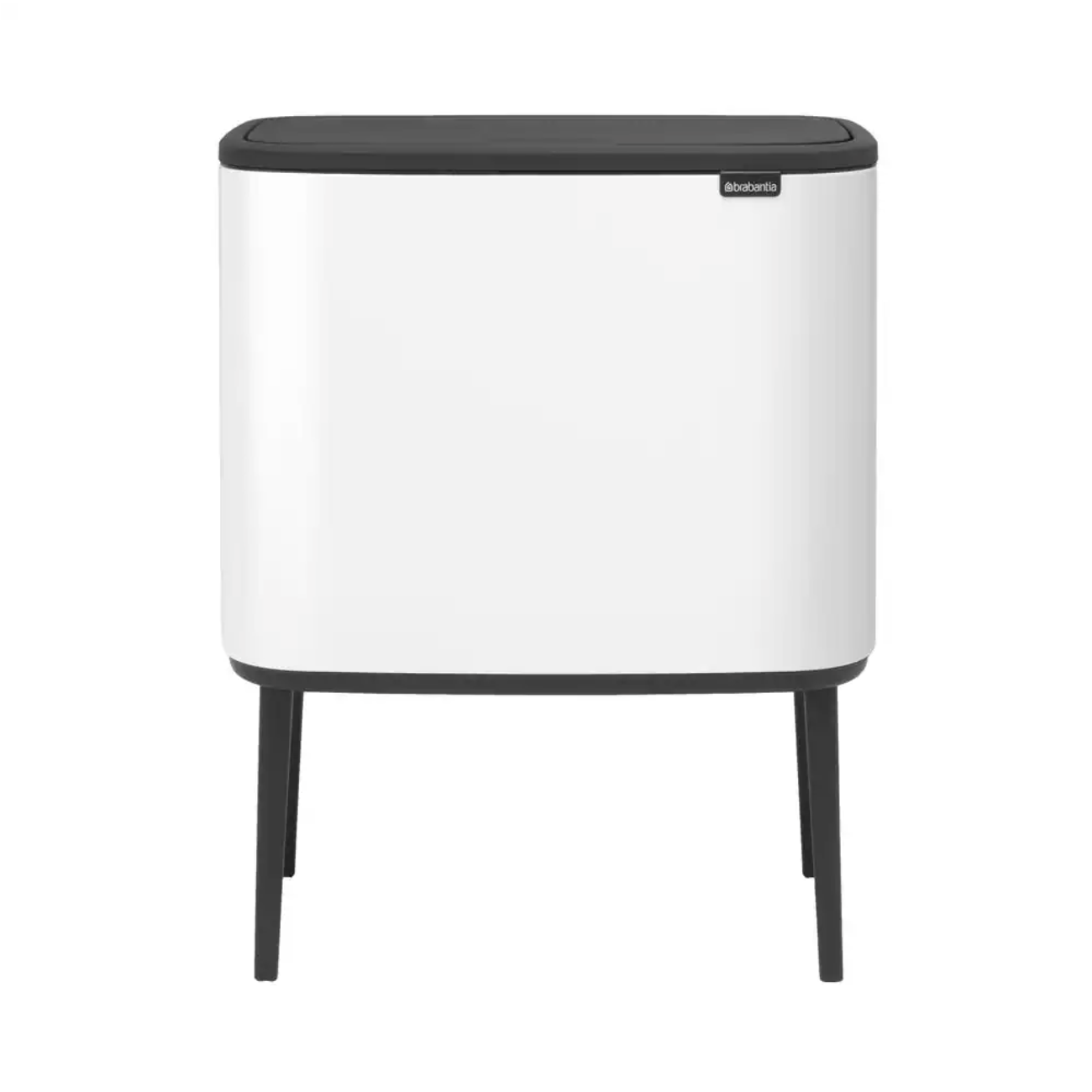 Brabantia Bo 9 Gallon Dual Compartment White Steel Rectangular Recycling Touch Top Trash Can