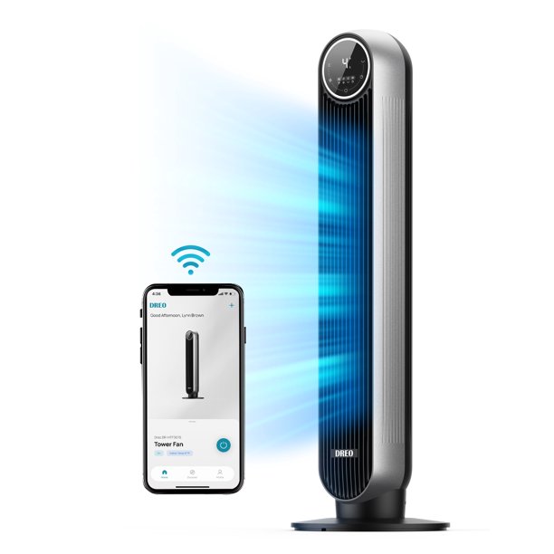 Dreo Tower Fan. Quiet Smart WiFi Fan With Remote. 90° Oscillating. Voice Control. 4 Modes. 4 Speeds