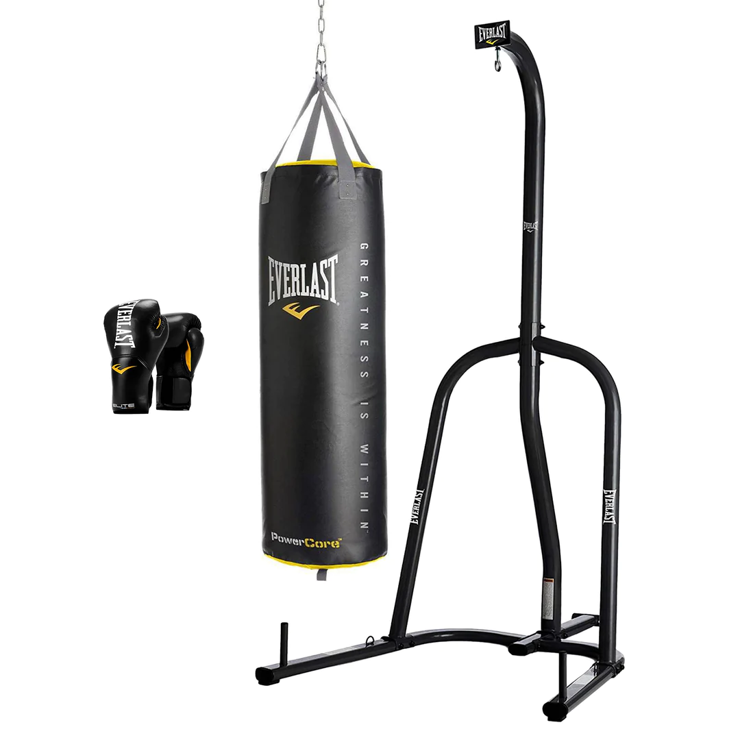 Everlast Powder Coated Steel Bag Stand With Training Hanging Bag & Boxing Gloves