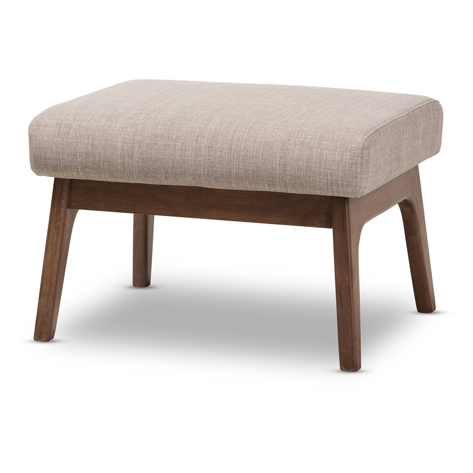 Baxton Studio Bianca Walnut Wood Light Gray Fabric Ottoman