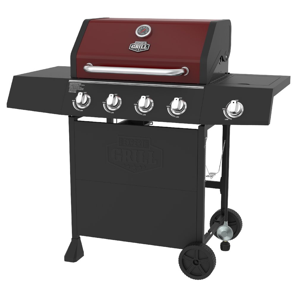 Expert Grill 4 Burner with Side Burner Propane Gas Grill in Red