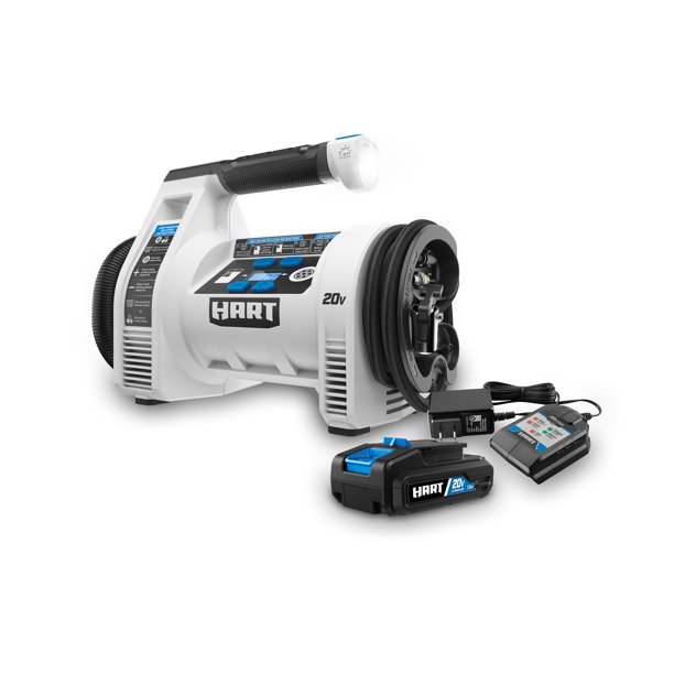 Hart Cordless Air Pump Dual Function Digital Inflator Kit (1) 20-Volt 1.5Ah Lithium-Ion Battery