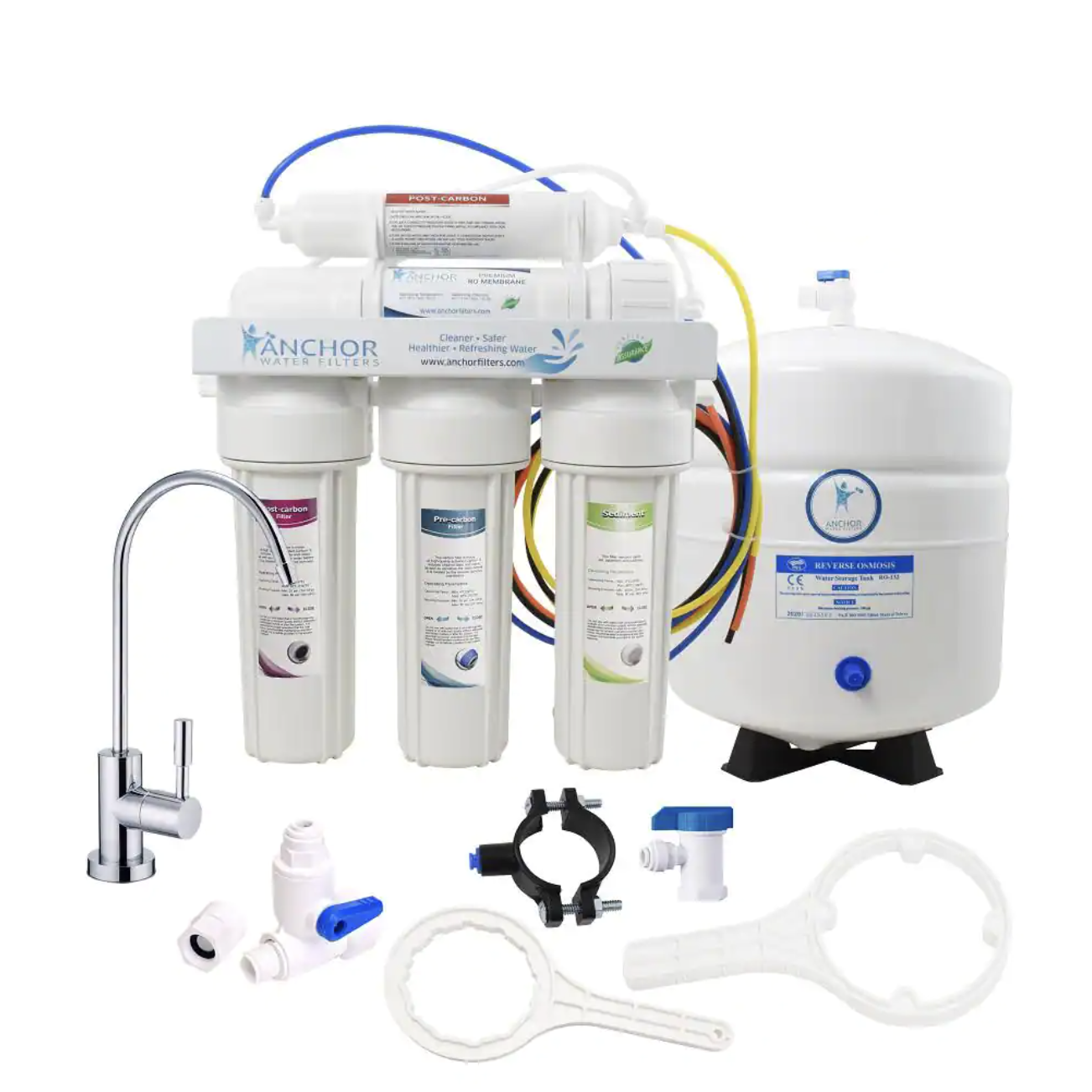 Anchor Water Filters Elite Series 5-Stage Reverse Osmosis Water Purification System. Under Sink Water Filter - 75 GPD