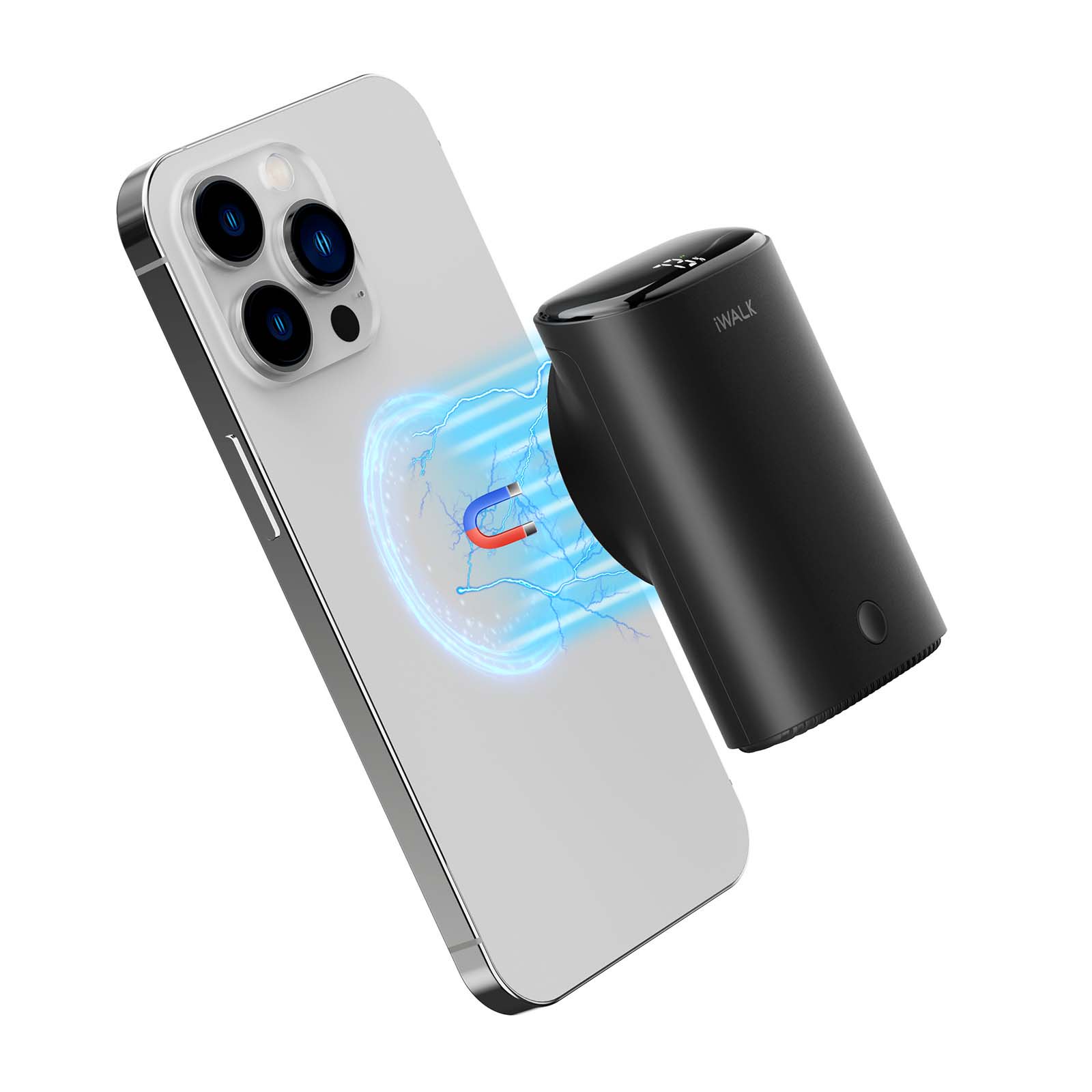 iWALK 9000mAh Magnetic Wireless Portable Charger. Compatible with New iphone 14/14 Plus/13/12. Black