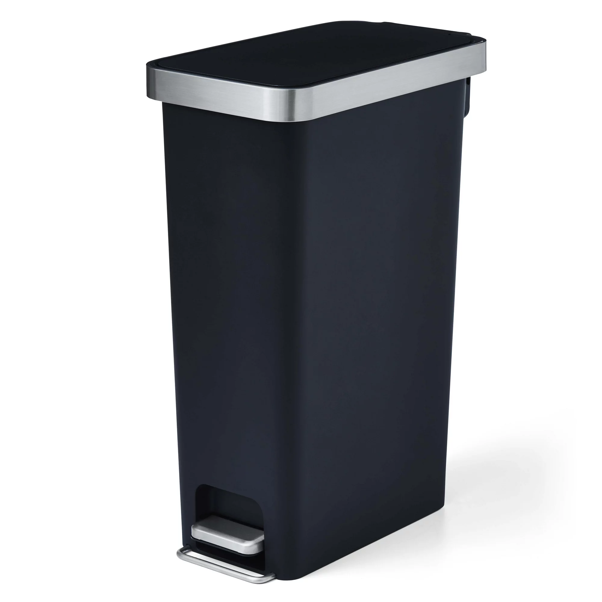 Better Homes & Gardens 10.5-gal Plastic Slim Kitchen Step Trash Can. Black
