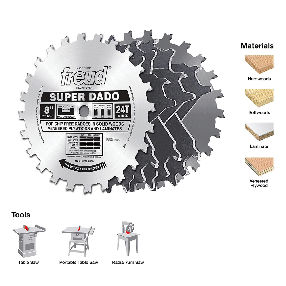 Freud 8″ x 24T Super Dado Sets (SD508)