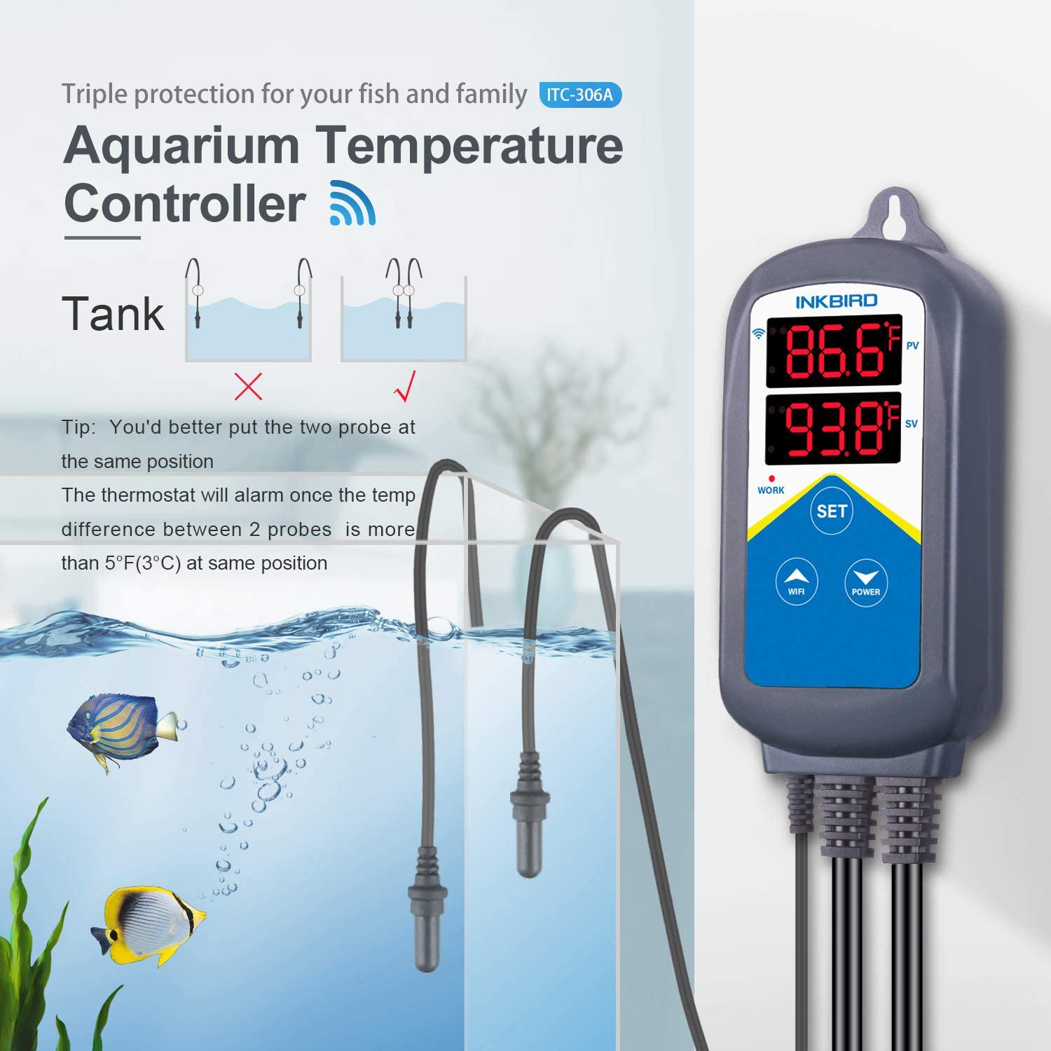 Inkbird Digital Temperature Controller Thermostat for Aquarium Heater. ITC-306A