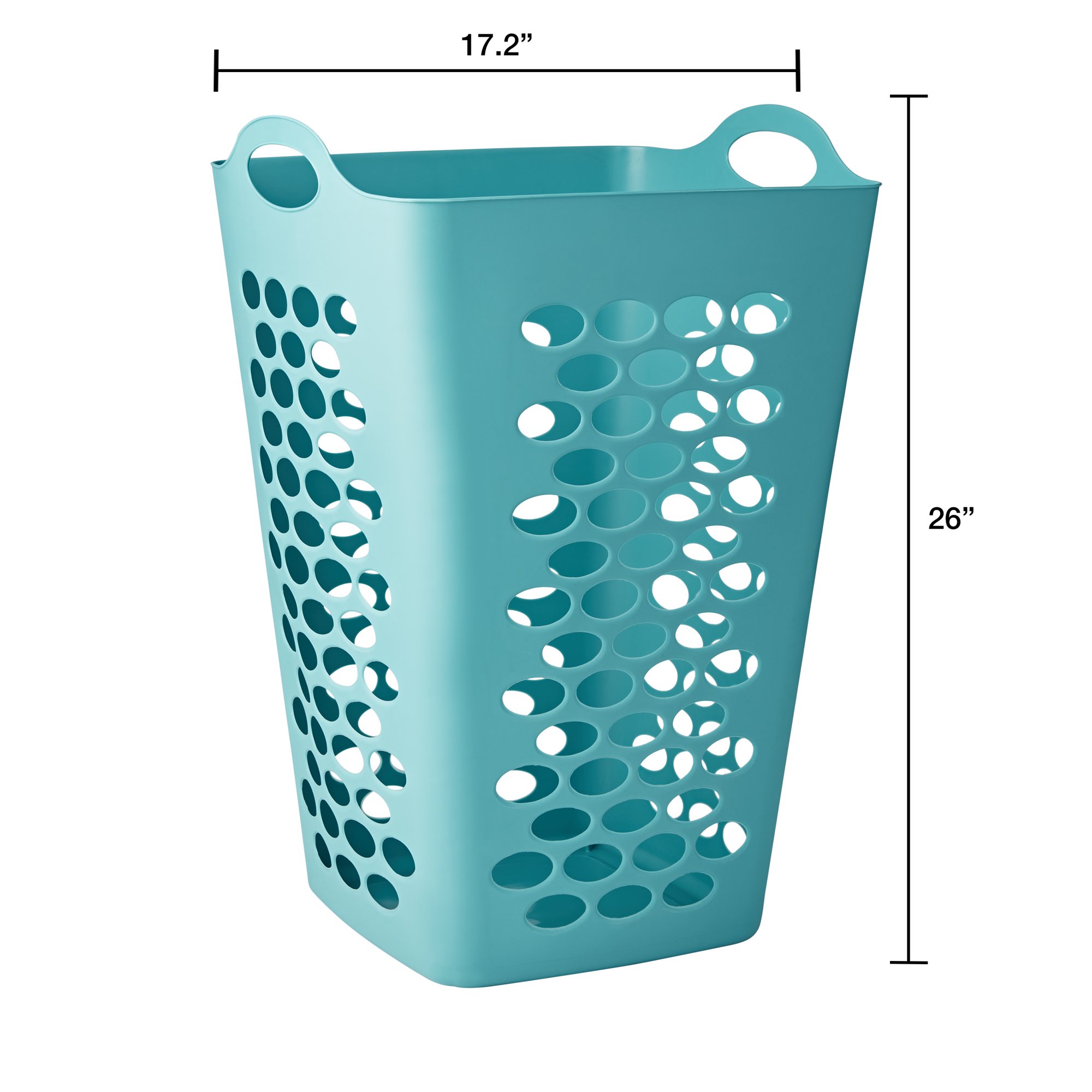 Mainstays Flexible Plastic Square Laundry Hamper. 3 Pack. Teal